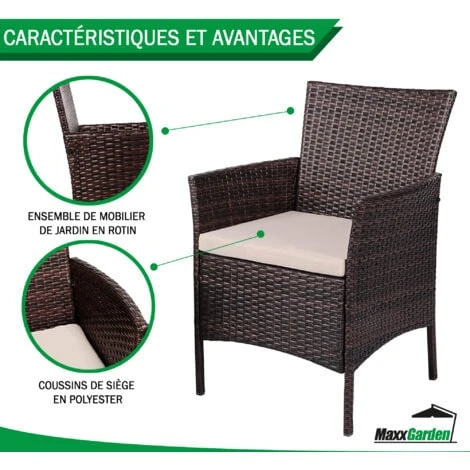 Salon De Jardin - Fauteuil Balcon Exterieur Petit Espace - Salon Balcon - MaxxGarden 5 Salon De Jardin - Fauteuil Balcon Exterieur Petit Espace - Salon Balcon - MaxxGarden – Image 3