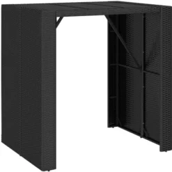 Set De 1 Table + 4 Tabourets De Bar De Jardin Ensemble Table Et Chaises Avec Coussins Noir Poly Rotin 50280 -Promos Verde Rêverie Boutique 94120354 5