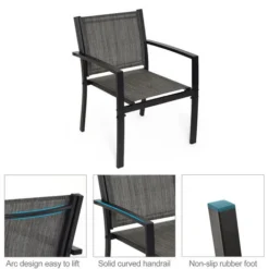 Salon De Jardin 2 Places 3 Pièces - 2 Chaises Et 1 Table Basse Plateau Verre Trempé Pour Jardin, Terrasse, Gris - IntimaTe WM Heart -Promos Verde Rêverie Boutique 94227817 4