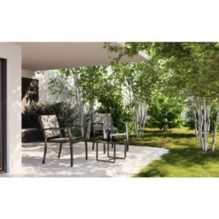 Salon De Jardin 2 Places 3 Pièces - 2 Chaises Et 1 Table Basse Plateau Verre Trempé Pour Jardin, Terrasse, Gris - IntimaTe WM Heart -Promos Verde Rêverie Boutique 94227817 5