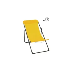 Lot De 2 Chiliennes De Jardin Texaline Jaune Solaire Acier Mobilier De Jardin - Chilienne - 82/95 X 56 X 78/93CM
