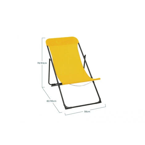 Lot De 2 Chiliennes De Jardin Texaline Jaune Solaire Acier Mobilier De Jardin - Chilienne - 82/95 X 56 X 78/93CM 4 Lot De 2 Chiliennes De Jardin Texaline Jaune Solaire Acier Mobilier De Jardin - Chilienne - 82/95 X 56 X 78/93CM – Image 2