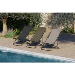 Lot De 2 Chiliennes De Jardin Texaline Vert Kaki Acier Mobilier De Jardin - Chilienne - 82/95 X 56 X 78/93CM -Promos Verde Rêverie Boutique 94349286 3