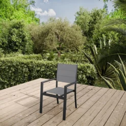 Lot De 4 Fauteuils Aluminium Texaline Gris Clair - Meuble De Jardin - Rembourée - 58X57X85CM 7 Lot De 4 Fauteuils Aluminium Texaline Gris Clair - Meuble De Jardin - Rembourée - 58X57X85CM -Promos Verde Rêverie Boutique 94349306 3