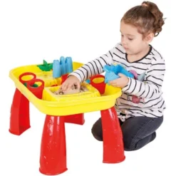 PILSAN Table De Sable Et D'eau, Jaune Et Rouge, Table Jeu D'Eau Construction Robuste A Partir De 3 Ans Comprend 9 Accessoires Facile à Assembler Dimensions 58x38x38 Cm -Promos Verde Rêverie Boutique 94494837 4