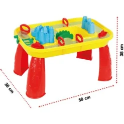PILSAN Table De Sable Et D'eau, Jaune Et Rouge, Table Jeu D'Eau Construction Robuste A Partir De 3 Ans Comprend 9 Accessoires Facile à Assembler Dimensions 58x38x38 Cm -Promos Verde Rêverie Boutique 94494837 5