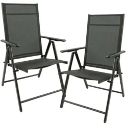Lot De 2 Chaises De Jardin Pliantes - Ultra Légère - Noir - MaxxGarden