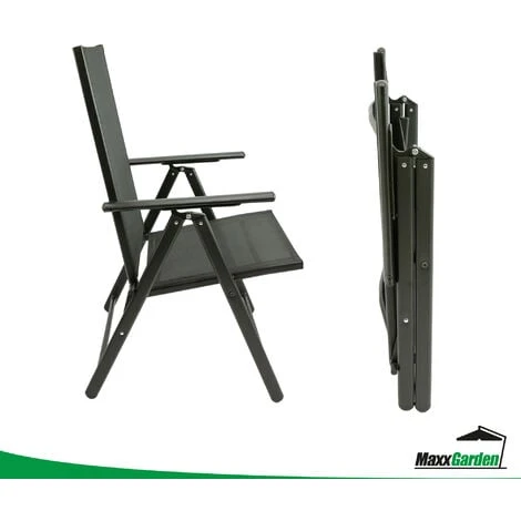 Lot De 2 Chaises De Jardin Pliantes - Ultra Légère - Noir - MaxxGarden 4 Lot De 2 Chaises De Jardin Pliantes - Ultra Légère - Noir - MaxxGarden – Image 2