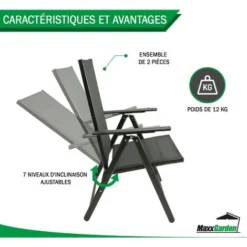 Lot De 2 Chaises De Jardin Pliantes - Ultra Légère - Noir - MaxxGarden 9 Lot De 2 Chaises De Jardin Pliantes - Ultra Légère - Noir - MaxxGarden -Promos Verde Rêverie Boutique 94676268 3