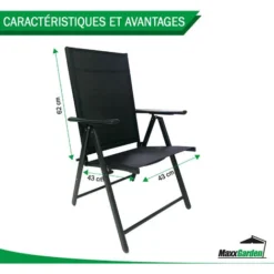 Lot De 2 Chaises De Jardin Pliantes - Ultra Légère - Noir - MaxxGarden 11 Lot De 2 Chaises De Jardin Pliantes - Ultra Légère - Noir - MaxxGarden -Promos Verde Rêverie Boutique 94676268 5