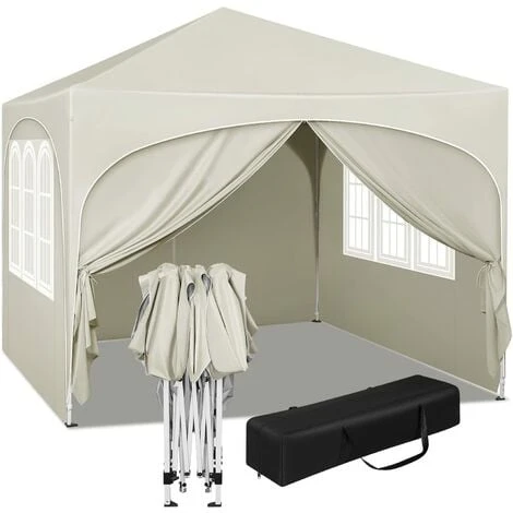 WOLTU Tonnelle De Jardin. Pergola Pliante 3x3m Avec 4 Parois Latérales. Hauteur Réglable. Imperméable. Protection De UV. Beige 3 WOLTU Tonnelle De Jardin. Pergola Pliante 3x3m Avec 4 Parois Latérales. Hauteur Réglable. Imperméable. Protection De UV. Beige