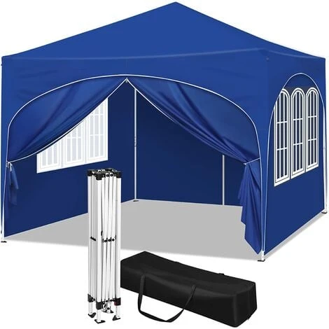 WOLTU Tonnelle De Jardin. Pergola Pliante 3x3m Avec 4 Parois Latérales. Hauteur Réglable. Imperméable. Protection De UV. Bleu 3 WOLTU Tonnelle De Jardin. Pergola Pliante 3x3m Avec 4 Parois Latérales. Hauteur Réglable. Imperméable. Protection De UV. Bleu