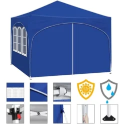 WOLTU Tonnelle De Jardin. Pergola Pliante 3x3m Avec 4 Parois Latérales. Hauteur Réglable. Imperméable. Protection De UV. Bleu 11 WOLTU Tonnelle De Jardin. Pergola Pliante 3x3m Avec 4 Parois Latérales. Hauteur Réglable. Imperméable. Protection De UV. Bleu -Promos Verde Rêverie Boutique 95616899 5