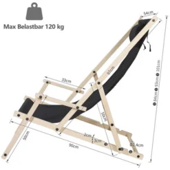 Randaco Chaise Longue Avec Accoudoirs Chaise Longue Pliable Confortable Chaise Longue En Bois Noir -Promos Verde Rêverie Boutique 95849571 4