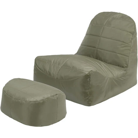 Veeva Pouf Fauteuil Et Repose-Pieds Vista, XL Poufs D’intérieur Et D’extérieur, Vert Olive 3 Veeva Pouf Fauteuil Et Repose-Pieds Vista, XL Poufs D’intérieur Et D’extérieur, Vert Olive