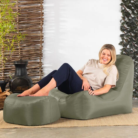 Veeva Pouf Fauteuil Et Repose-Pieds Vista, XL Poufs D’intérieur Et D’extérieur, Vert Olive 4 Veeva Pouf Fauteuil Et Repose-Pieds Vista, XL Poufs D’intérieur Et D’extérieur, Vert Olive – Image 2