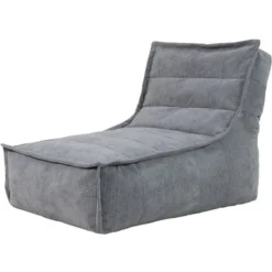 Icon Pouf Chaise Longue En Velours Côtelé Otto, Pouf Fauteuil De Salon XXL, Gris