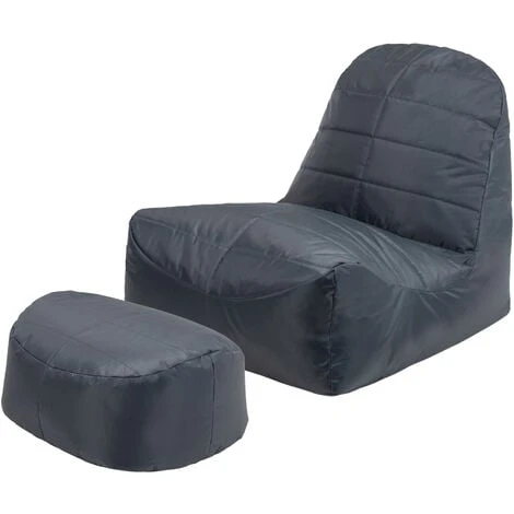 Veeva Pouf Fauteuil Et Repose-Pieds Vista, XL Poufs D’intérieur Et D’extérieur, Gris 3 Veeva Pouf Fauteuil Et Repose-Pieds Vista, XL Poufs D’intérieur Et D’extérieur, Gris