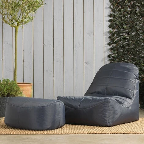 Veeva Pouf Fauteuil Et Repose-Pieds Vista, XL Poufs D’intérieur Et D’extérieur, Gris 5 Veeva Pouf Fauteuil Et Repose-Pieds Vista, XL Poufs D’intérieur Et D’extérieur, Gris – Image 3