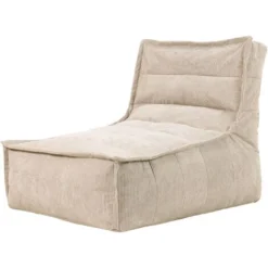 Icon Pouf Chaise Longue En Velours Côtelé Otto, Pouf Fauteuil De Salon XXL, Beige