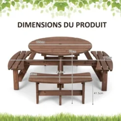 COSTWAY Ensemble De Table Et 4 Bancs De Jardin, 8 Personnes En Sapin Verni, Table De Pique-Nique Avec Trou De Parasol 10 COSTWAY Ensemble De Table Et 4 Bancs De Jardin, 8 Personnes En Sapin Verni, Table De Pique-Nique Avec Trou De Parasol -Promos Verde Rêverie Boutique 95963475 4