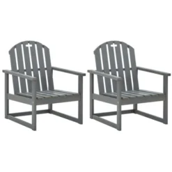 Nova Ensemble De 2 Chaises De Patio élégantes En Bois Massif Robuste Différentes Couleurs Couleur : Gris