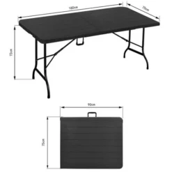 Table Pliante Rectangulaire En Aspect Rotin - Table De Jardin 8 Personnes - L180 X L75 X H73cm - Table Camping Exterieur Pour Jardin Terrasse Et Balcon - Noir 9 Table Pliante Rectangulaire En Aspect Rotin - Table De Jardin 8 Personnes - L180 X L75 X H73cm - Table Camping Exterieur Pour Jardin Terrasse Et Balcon - Noir -Promos Verde Rêverie Boutique 96784204 3