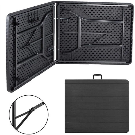 Table Pliante Rectangulaire En Aspect Rotin - Table De Jardin 8 Personnes - L180 X L75 X H73cm - Table Camping Exterieur Pour Jardin Terrasse Et Balcon - Noir 6 Table Pliante Rectangulaire En Aspect Rotin - Table De Jardin 8 Personnes - L180 X L75 X H73cm - Table Camping Exterieur Pour Jardin Terrasse Et Balcon - Noir – Image 4