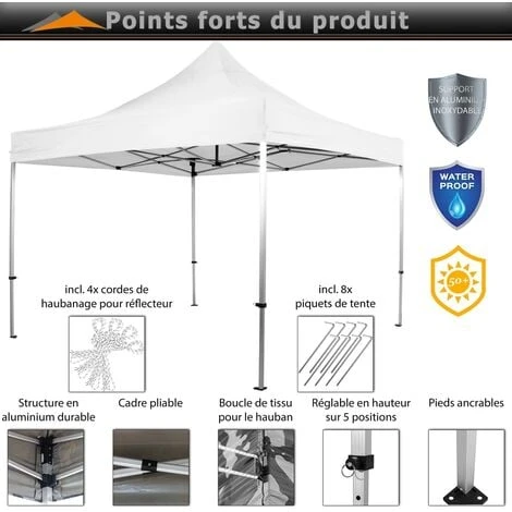 INSTENT Pavillon En Aluminium 3 X 3 M Pro étanche Protection UV 50+, Choix De Couleurs Et De Modèles, Bleu Avec 4 Parties Latéraux 4 INSTENT Pavillon En Aluminium 3 X 3 M Pro étanche Protection UV 50+, Choix De Couleurs Et De Modèles, Bleu Avec 4 Parties Latéraux – Image 2