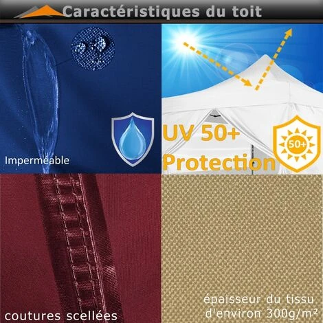 INSTENT Pavillon En Aluminium 3 X 3 M Pro étanche Protection UV 50+, Choix De Couleurs Et De Modèles, Bleu Avec 4 Parties Latéraux 7 INSTENT Pavillon En Aluminium 3 X 3 M Pro étanche Protection UV 50+, Choix De Couleurs Et De Modèles, Bleu Avec 4 Parties Latéraux – Image 5