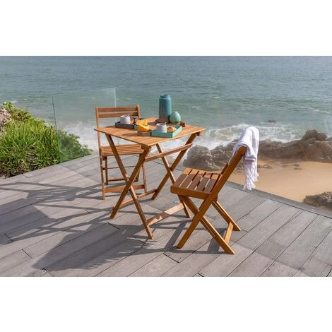 Salon De Jardin 3 Pièces Pliantes BISTRO Acacia - M29 5 Salon De Jardin 3 Pièces Pliantes BISTRO Acacia - M29 – Image 3