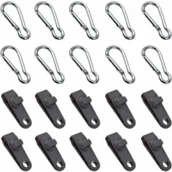 Clip De Bâche, Tente Pince Bâche, Mousqueton, Corde élastique, Pour Bâche, Camping, Auvents, La Couverture De Voiture, Lot De 10 (20Pcs)