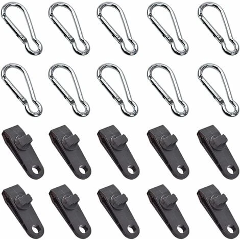 Clip De Bâche, Tente Pince Bâche, Mousqueton, Corde élastique, Pour Bâche, Camping, Auvents, La Couverture De Voiture, Lot De 10 (20Pcs) 3 Clip De Bâche, Tente Pince Bâche, Mousqueton, Corde élastique, Pour Bâche, Camping, Auvents, La Couverture De Voiture, Lot De 10 (20Pcs)