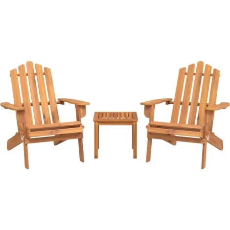 Ensemble De Salon De Jardin Adirondack 3 Pcs Bois Acacia Solide VidaXL 3 Ensemble De Salon De Jardin Adirondack 3 Pcs Bois Acacia Solide VidaXL