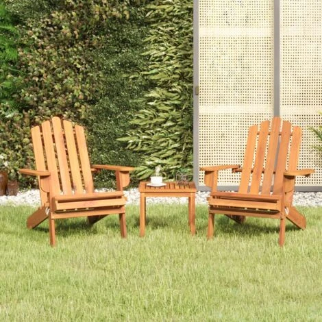 Ensemble De Salon De Jardin Adirondack 3 Pcs Bois Acacia Solide VidaXL 4 Ensemble De Salon De Jardin Adirondack 3 Pcs Bois Acacia Solide VidaXL – Image 2