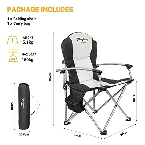Chaise De Camping Avec Poche à Glace - Kingcamp - Sac De Transport Inclus - Noir 4 Chaise De Camping Avec Poche à Glace - Kingcamp - Sac De Transport Inclus - Noir – Image 2