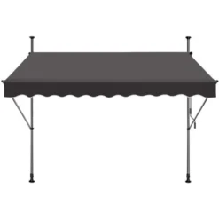 Store De Balcon Rétractable - 250 X 120 Cm, Avec Manivelle, Sans Perçage, Hauteur Réglable, Protection UV - Gris Foncé NAIZY