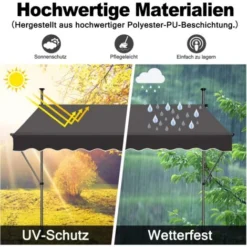 Store De Balcon Rétractable - 250 X 120 Cm, Avec Manivelle, Sans Perçage, Hauteur Réglable, Protection UV - Gris Foncé NAIZY 10 Store De Balcon Rétractable - 250 X 120 Cm, Avec Manivelle, Sans Perçage, Hauteur Réglable, Protection UV - Gris Foncé NAIZY -Promos Verde Rêverie Boutique 99356900 4