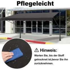 Store De Balcon Rétractable - 350 X 120 Cm, Avec Manivelle, Sans Perçage, Hauteur Réglable, Protection UV - Gris Foncé NAIZY 9 Store De Balcon Rétractable - 350 X 120 Cm, Avec Manivelle, Sans Perçage, Hauteur Réglable, Protection UV - Gris Foncé NAIZY -Promos Verde Rêverie Boutique 99356946 3