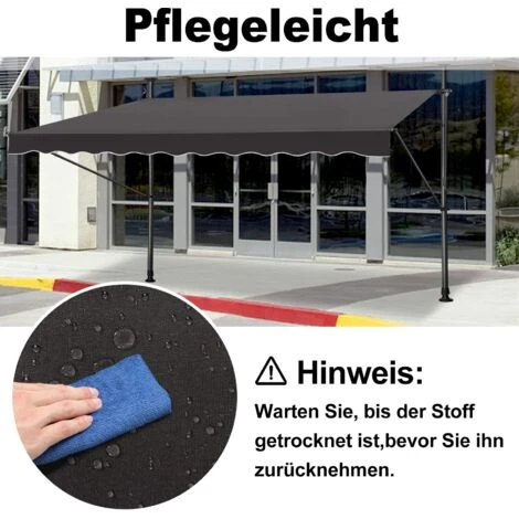 Store De Balcon Rétractable - 350 X 120 Cm, Avec Manivelle, Sans Perçage, Hauteur Réglable, Protection UV - Gris Foncé NAIZY 5 Store De Balcon Rétractable - 350 X 120 Cm, Avec Manivelle, Sans Perçage, Hauteur Réglable, Protection UV - Gris Foncé NAIZY – Image 3