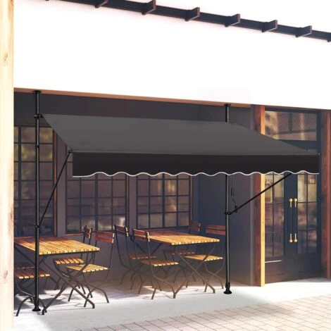 Store De Balcon Rétractable - 350 X 120 Cm, Avec Manivelle, Sans Perçage, Hauteur Réglable, Protection UV - Gris Foncé NAIZY 7 Store De Balcon Rétractable - 350 X 120 Cm, Avec Manivelle, Sans Perçage, Hauteur Réglable, Protection UV - Gris Foncé NAIZY – Image 5