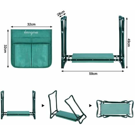Tabouret De Jardin Pliable Avec Coussin En Mousse EVA épaissie Et Outil De Jardinage Jusqu'à 150 Kg 59 X 28 X 49cm NAIZY 4 Tabouret De Jardin Pliable Avec Coussin En Mousse EVA épaissie Et Outil De Jardinage Jusqu'à 150 Kg 59 X 28 X 49cm NAIZY – Image 2