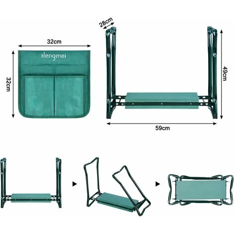 Tabouret De Jardin Pliable Avec Coussin En Mousse EVA épaissie Et Outil De Jardinage Jusqu'à 150 Kg 59 X 28 X 49cm NAIZY 6 Tabouret De Jardin Pliable Avec Coussin En Mousse EVA épaissie Et Outil De Jardinage Jusqu'à 150 Kg 59 X 28 X 49cm NAIZY – Image 4