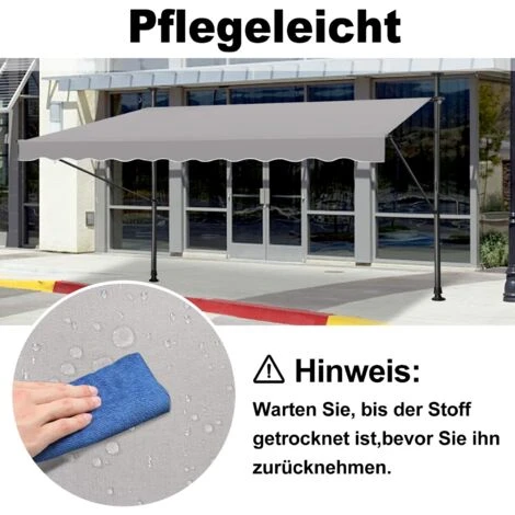 Store De Balcon Rétractable 250 X 120 Cm - Avec Manivelle, Sans Perçage, Protection UV, Hauteur Réglable - Gris Clair NAIZY 5 Store De Balcon Rétractable 250 X 120 Cm - Avec Manivelle, Sans Perçage, Protection UV, Hauteur Réglable - Gris Clair NAIZY – Image 3