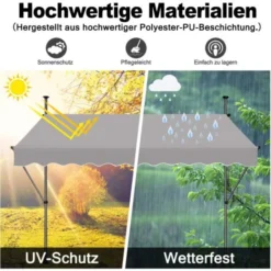 Store De Balcon Rétractable 250 X 120 Cm - Avec Manivelle, Sans Perçage, Protection UV, Hauteur Réglable - Gris Clair NAIZY 10 Store De Balcon Rétractable 250 X 120 Cm - Avec Manivelle, Sans Perçage, Protection UV, Hauteur Réglable - Gris Clair NAIZY -Promos Verde Rêverie Boutique 99357095 4