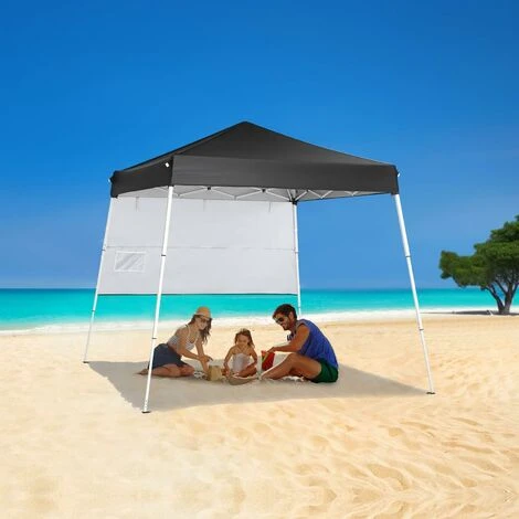 1.78x1.78m Tonnelle Pliante De Jardin Anti-UV, Barnum Pliant Avec Sac De Transport Et 1 Paroi Latérale, Protection Contre Soleil Pour Camping, Plage, Avec Sac De Sable, Noir 5 1.78x1.78m Tonnelle Pliante De Jardin Anti-UV, Barnum Pliant Avec Sac De Transport Et 1 Paroi Latérale, Protection Contre Soleil Pour Camping, Plage, Avec Sac De Sable, Noir – Image 3
